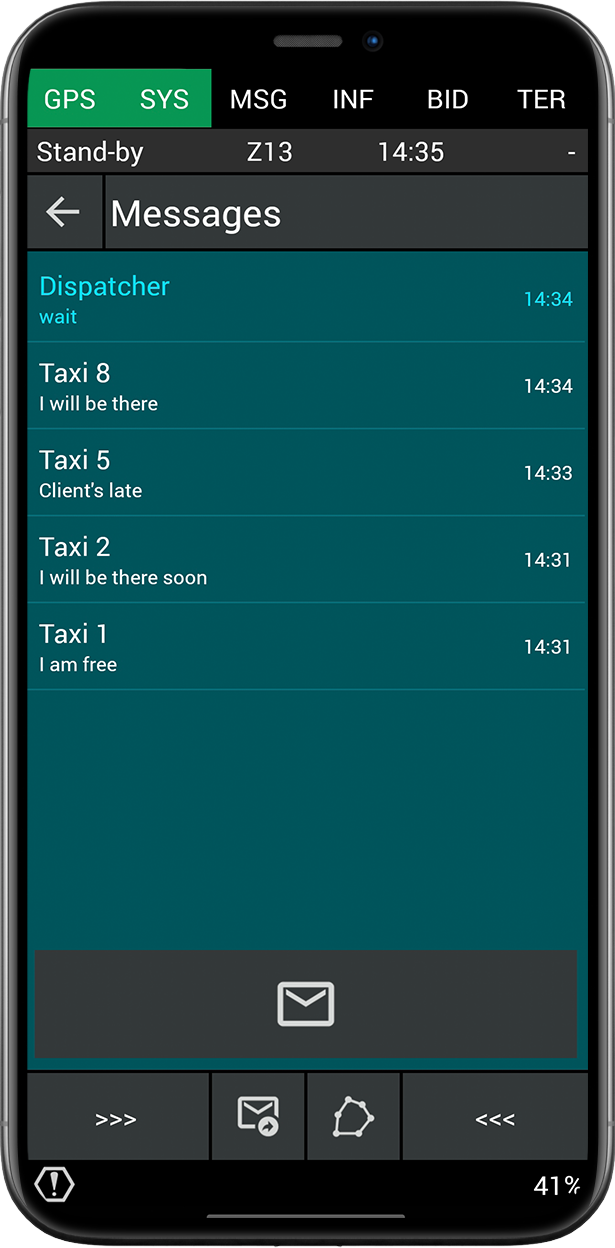 Screenshot of a driver app inside messages panel.