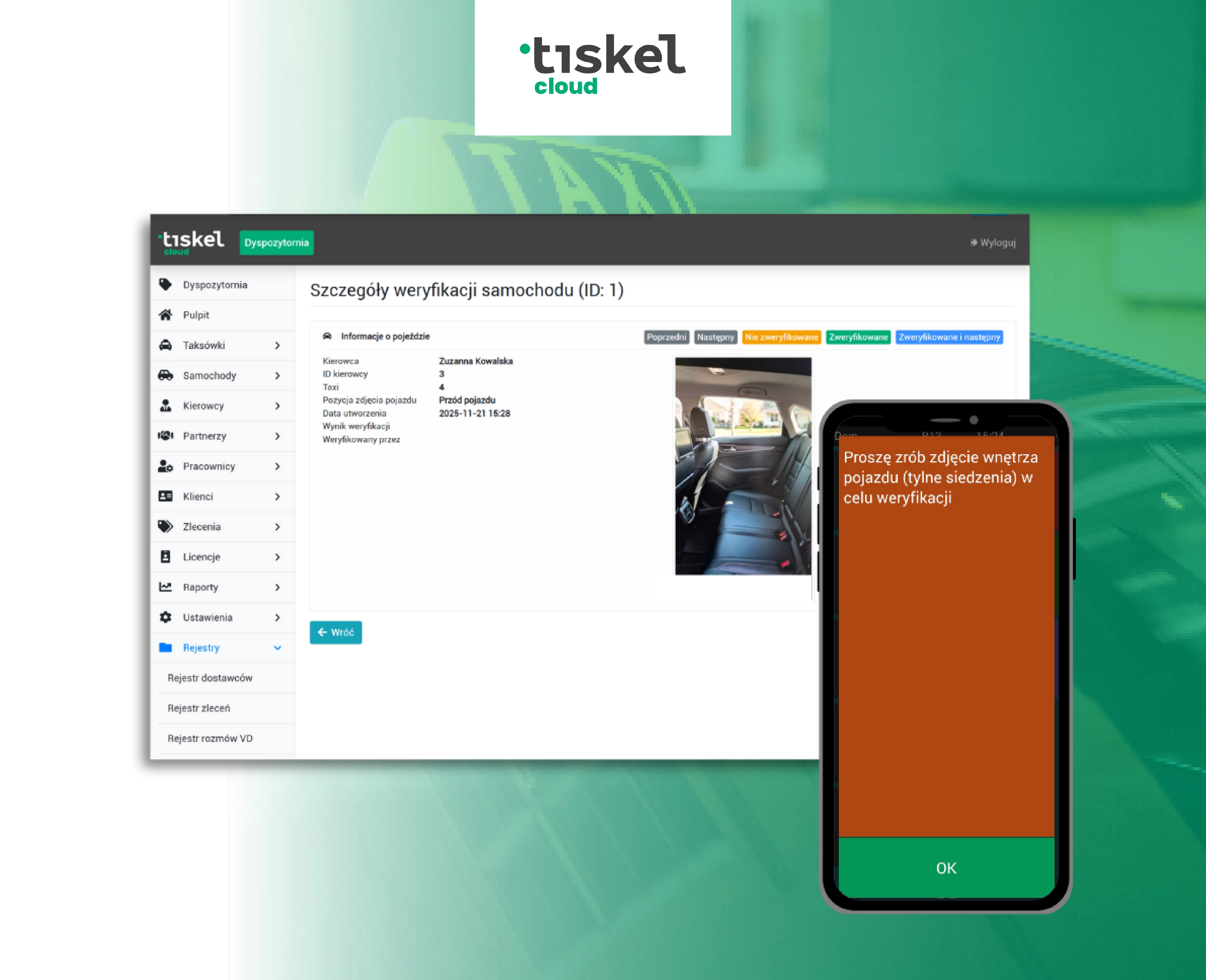 Sistema de despacho de taxis función de verificación de limpieza